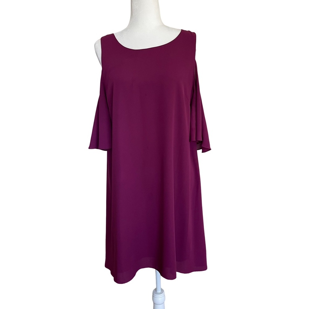 Chelsea 28 Maroon Flowing Lined Dress with Sexy open Shoulder sleeve Siz…